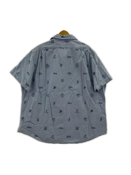 POLO RALPH LAUREN 半袖シャツ RL-93 ロゴプリント 水色 (XXL)