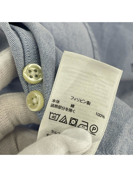 POLO RALPH LAUREN 半袖シャツ RL-93 ロゴプリント 水色 (XXL)