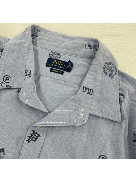 POLO RALPH LAUREN 半袖シャツ RL-93 ロゴプリント 水色 (XXL)