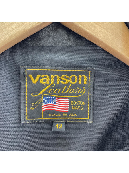 VANSON 80~90's USA製 TALONジップ シングルライダース 黒 (42)