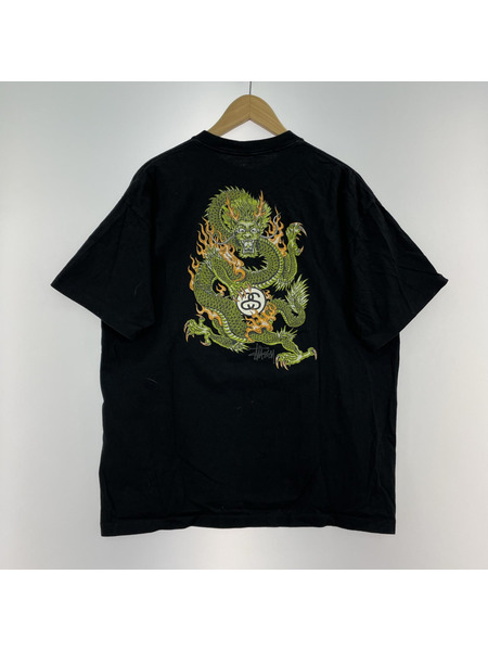 STUSSY　紺タグ　DRAGON　Tシャツ　ブラック　XL