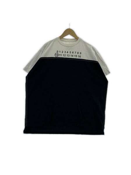 MAISON MARGIELA スプライスドカレンダーロゴ オーバーサイズT 46 ブラック×ホワイト