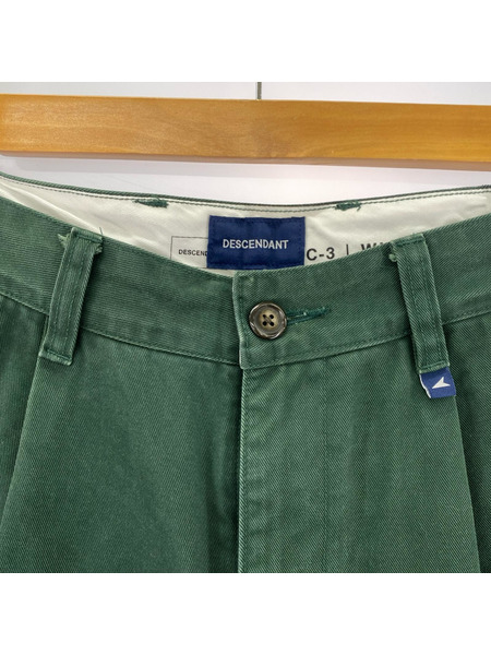 DESCENDANT パンツ DC-3 タックパンツ 1 グリーン