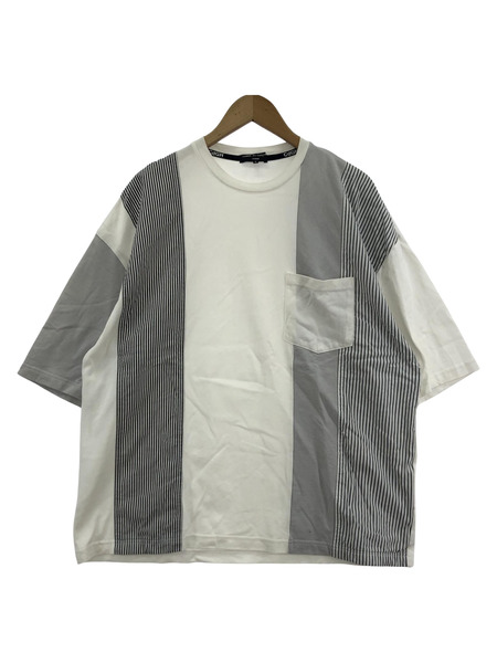 COMME des GARCONS HOMME パッチワークストライプTシャツ S ホワイト