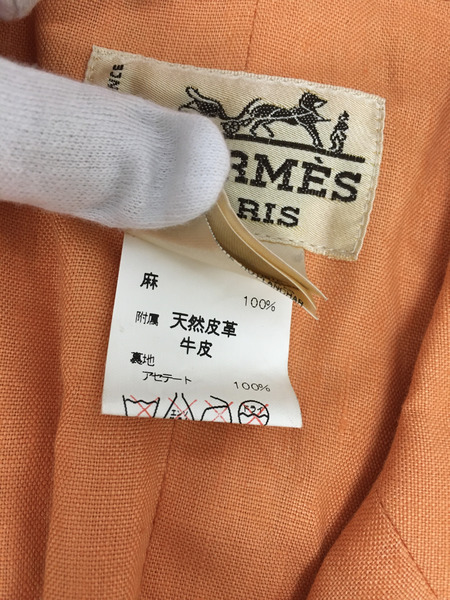 VINTAGE HERMES/80s/サイドビッグポケット/リネンテーラードジャケット