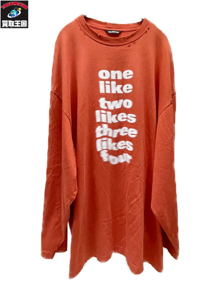 BALENCIAGA 20AW BLURRY ONE LIKE L/S TEE XL 赤