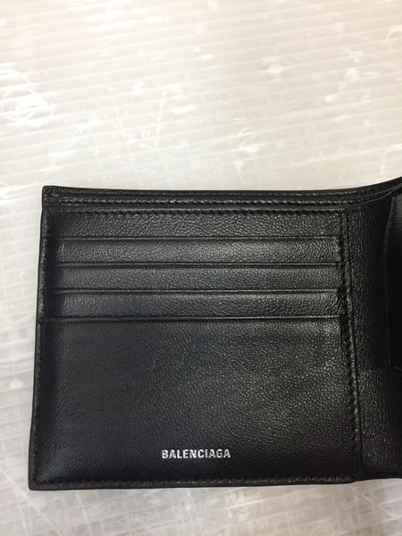 BALENCIAGA BB モノグラム PVC 二つ折り 財布 594315 BLK