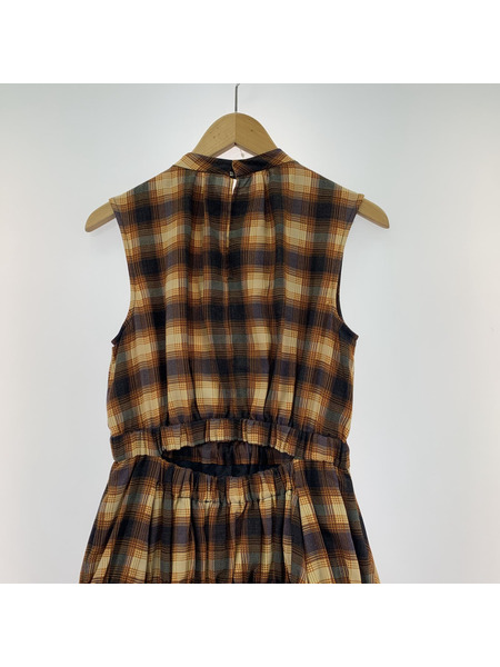 snidel チェック スタンドカラー ティアードワンピース[値下]