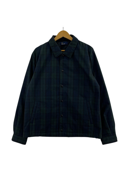 FRED PERRY 中綿 チェックコーチジャケット 緑 (L)