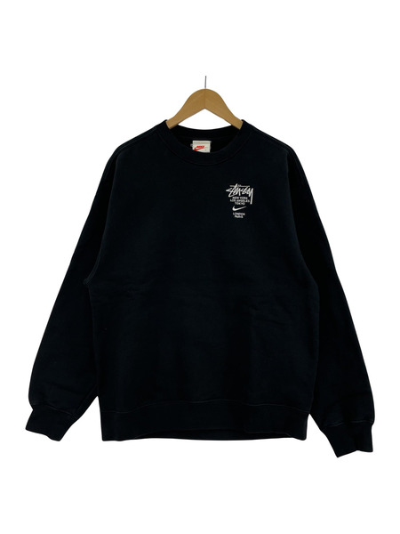 NIKE/STUSSY/21SS/Fleece Crew Sweatshirt/S/ブラック[値下]