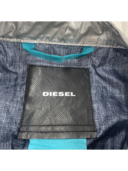 DIESEL メタリック シルバー中綿ベストジャケット (L)