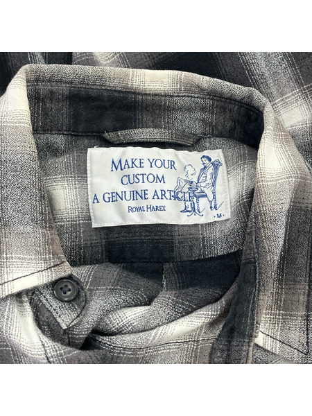 OLD・VINTAGE 長袖シャツ ROYAL HAREX オンブレ チェック グレー (M)