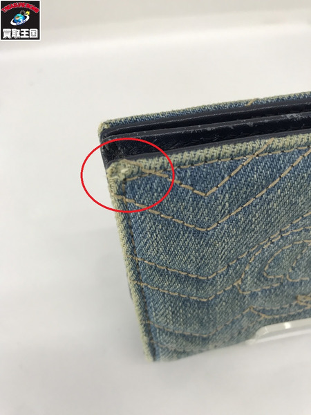 GUCCI コンパクトウォレット GGマーモント コンパクトウォレット デニム インディゴ