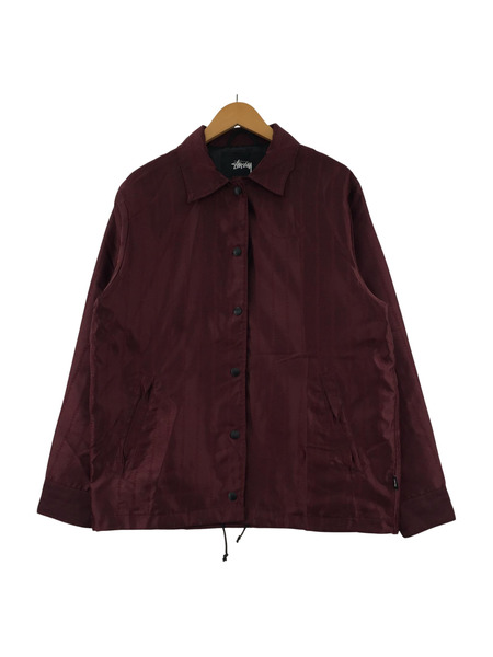 STUSSY ジャケット ストライプ ロゴ コーチジャケット (S) ボルドー