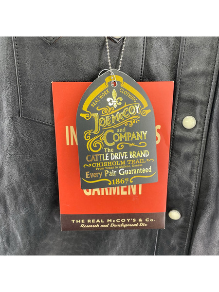 REAL McCOY'S 長袖シャツ ホースハイド レザー ウエスタンシャツ 黒 (15)