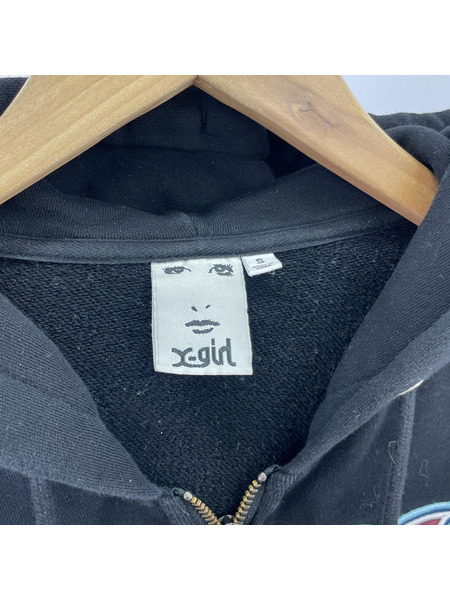 X-girl パーカー(ジップアップ) BUTTERFLY ZIP UP HOODIE BLK S