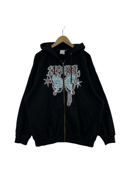 X-girl パーカー(ジップアップ) BUTTERFLY ZIP UP HOODIE BLK S