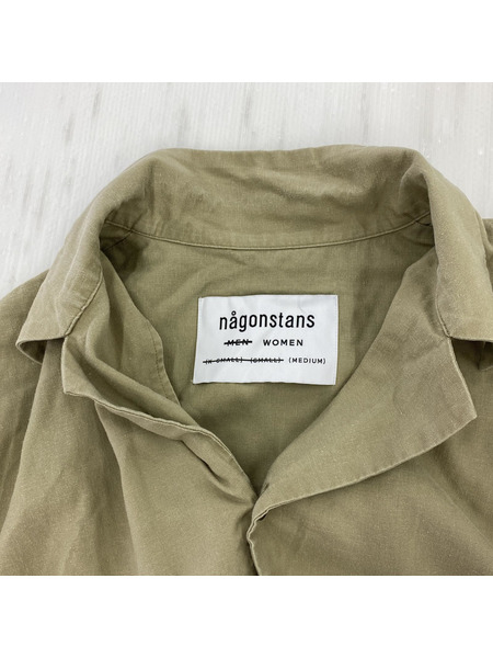 nagonstans　Linen blend ポプリンロングシャツワンピース 470EA830-0000[値下]