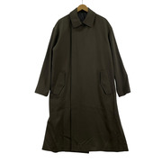 GIORGIO ARMANI スナップボタン 比翼 ウールギャバ ステンカラーコート 46 カーキ