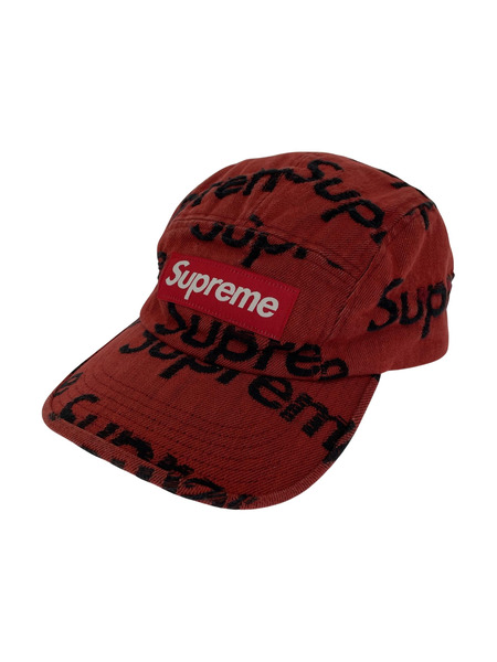 Supreme Frayed Logos Denim Camp Cap 赤