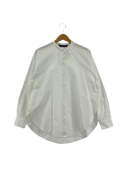 mizuiroind 長袖シャツ WHT/ネックリボンコットンシャツ/WHT