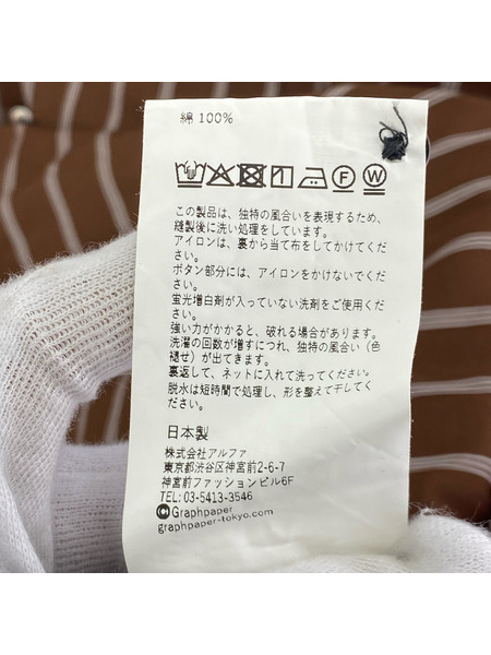 graphpaper 長袖シャツ SIDOGRAS Stripe Oversized R/C Sht BWN 2