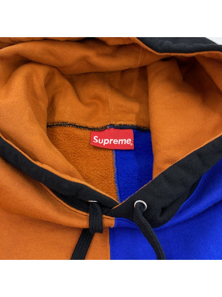 Supreme 18AW Tricolor Hooded Sweatshirt パーカー 青茶黒 M