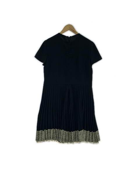 RED VALENTINO 半袖ワンピース プリーツレースワンピース/黒
