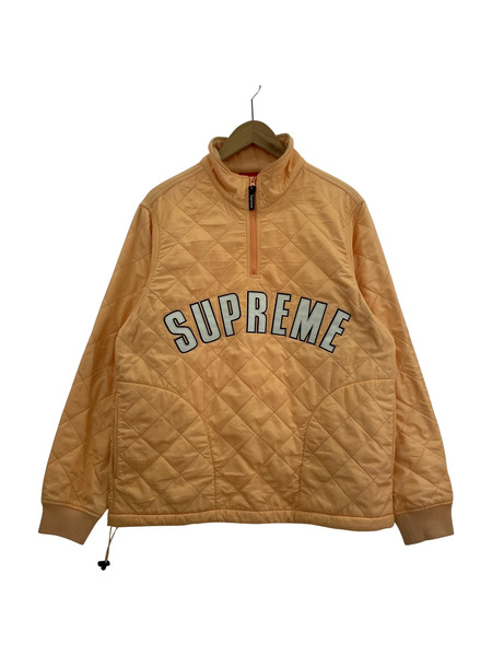 Supreme 17SS Arc Logo Quilted Half Zip Pullover S オレンジ