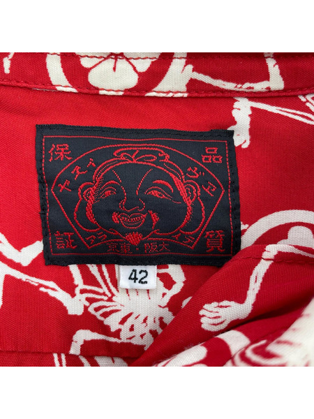 EVISU 半袖シャツ ダンシングスカル レーヨンアロハシャツ 42