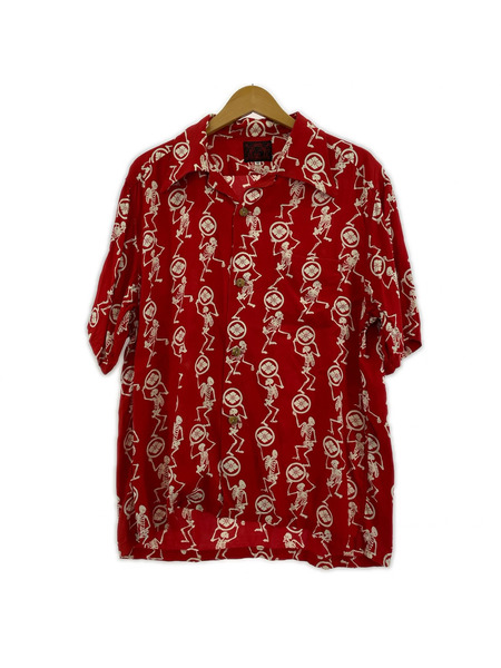 EVISU 半袖シャツ ダンシングスカル レーヨンアロハシャツ 42