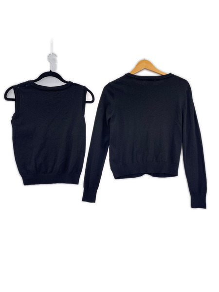 Sov.(DOUBLE  STANDARD  CLOTHING) 花柄レース アンサンブルニット BLK
