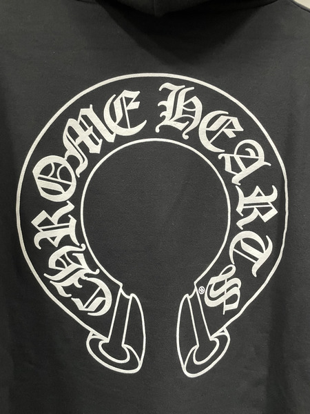 CHROME HEARTS SWTSHRT PLVR 袖フローラルクロス バックホースシュープルオーバーパーカー XL 黒