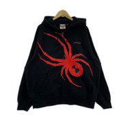 Supreme SPYDER 24W Zip Up Hooded Sweatshirt L 黒×赤