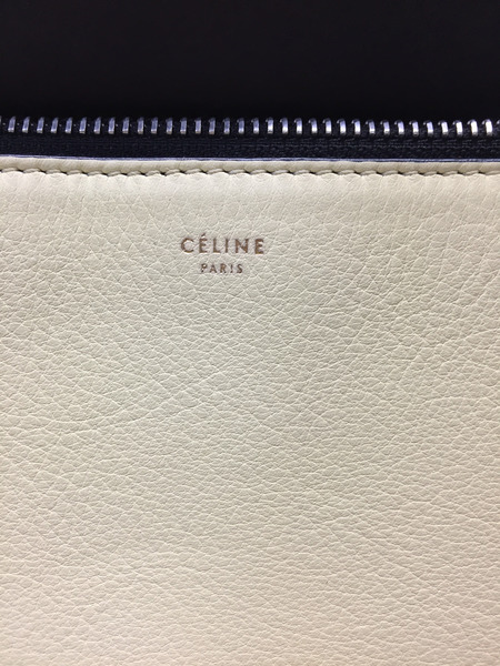 CELINE/フィービー期/エッジレザーハンドバッグ/ライトイエロー×ブラック