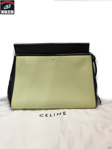 CELINE/フィービー期/エッジレザーハンドバッグ/ライトイエロー×ブラック