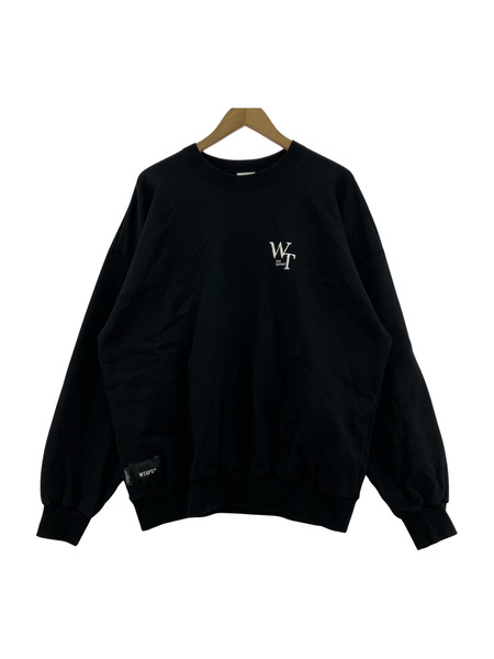 WTAPS 22AW LOCKS SWEATER COTTON 胸ロゴスウェット 03 ブラック 222ATDT-CPM02S