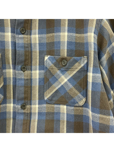 SUGAR CANE 長袖シャツ TWILL CHECK WORK SHIRT 青 (M)