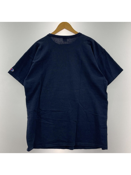 Champion 80s USA製 ヒビ割レプリント カレッジTシャツ (XL) ネイビー