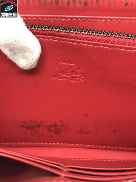 ルブタン 長財布 1175061 CUIR ロゴスタッズ ラウンドファスナー 茶