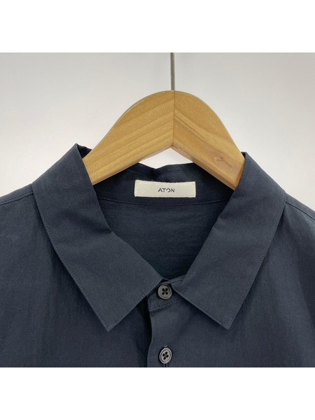ATON Shrink Broad Oversized Shirt 06 紺