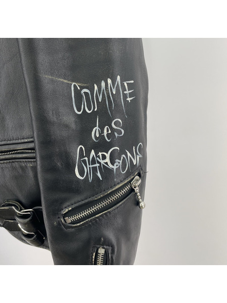 COMME des GARCONS×Lewis Leathers ダブルレザージャケット ブラック 36