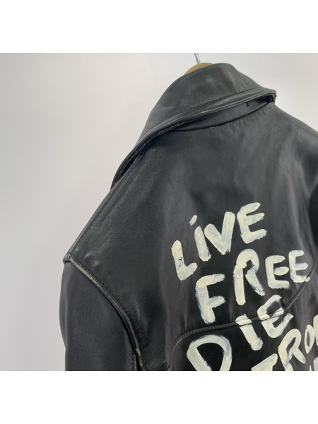 COMME des GARCONS×Lewis Leathers ダブルレザージャケット ブラック 36