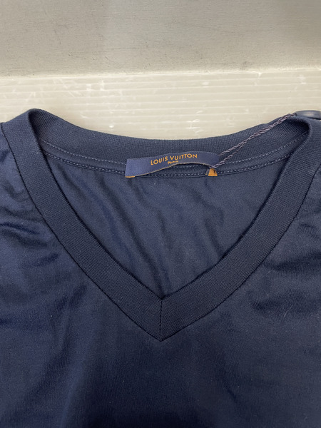LOUIS VUITTON サークルLV刺繍 Vネックカットソー XL 紺