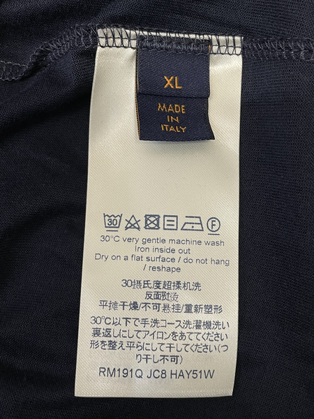 LOUIS VUITTON サークルLV刺繍 Vネックカットソー XL 紺