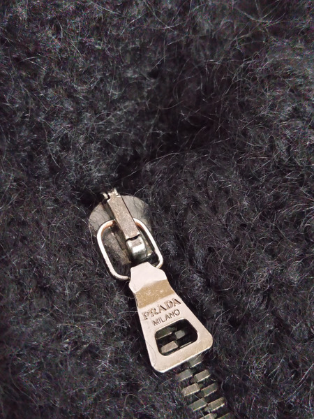 PRADA モヘア フルジップ ニットカーディガン 40 BLK