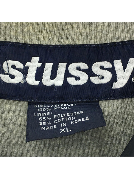STUSSY ブルゾン・ジャンパー ナイロン フーディ― 裏地 ワッペン 黒 韓国製 XL[値下]