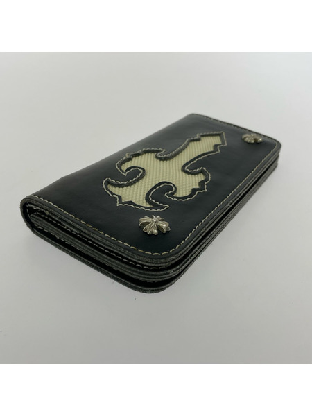 長財布 衣料A クロス レザー 長財布 黒