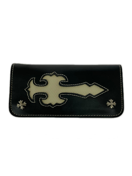 長財布 衣料A クロス レザー 長財布 黒