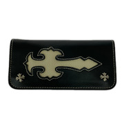 長財布 衣料A クロス レザー 長財布 黒